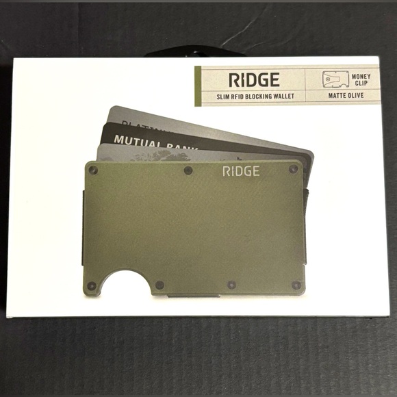 Ridge Wallet Matte Olive w/ Money Clip - Picture 1 of 4